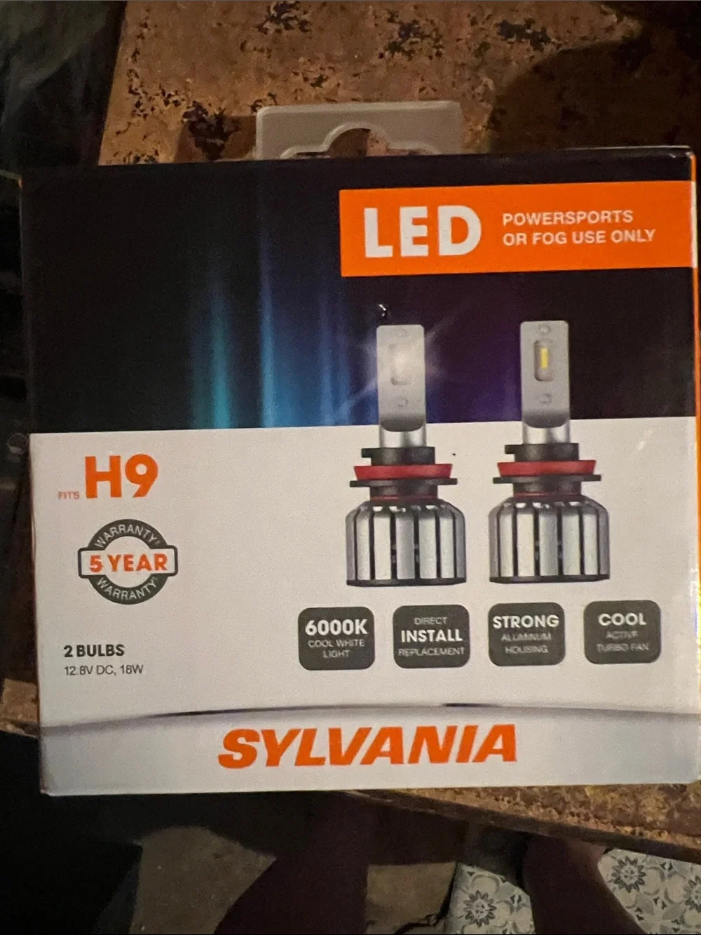 H9 LED Headlight Bulbs - Cool White 6000K - Black/Silver new